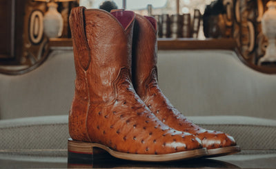 Chisos Ostrich Roper Boots - Texas Burnt Orange